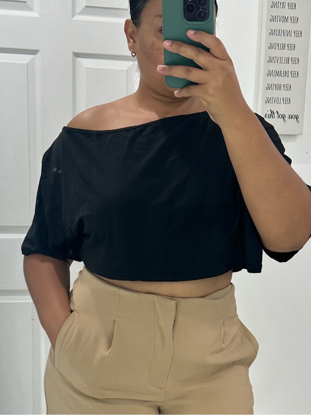 SHEIN Black Off-Shoulder Crop Top